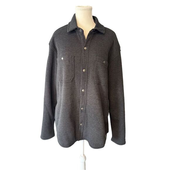 Eddie Bauer Outdoor Outfitters Men's L Gray Fleece Lined Shacket Jacket Casual - Picture 1 of 12